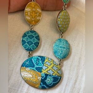 Jilzarah Peruvian Blue Cobblestone Bib Necklace Artisan‎ Clay